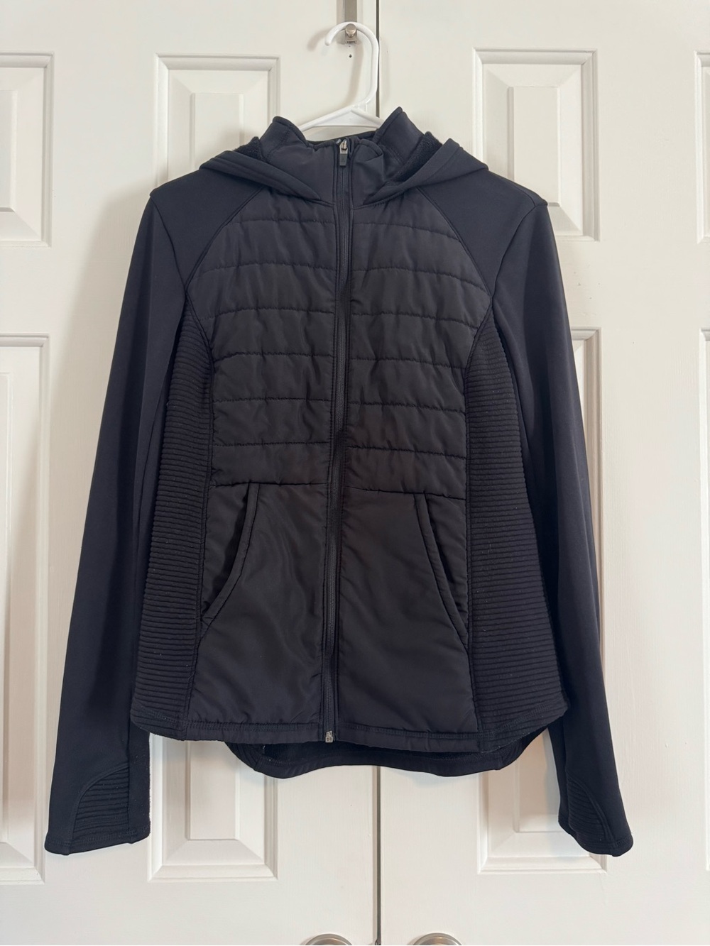 TEK GEAR Black Quilted Hooded Active Jacket